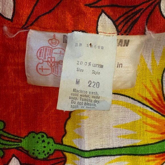 Vintage Royal Hawaiian Shirt Mens floral orange button up 60s 70s - Picture 2 of 8